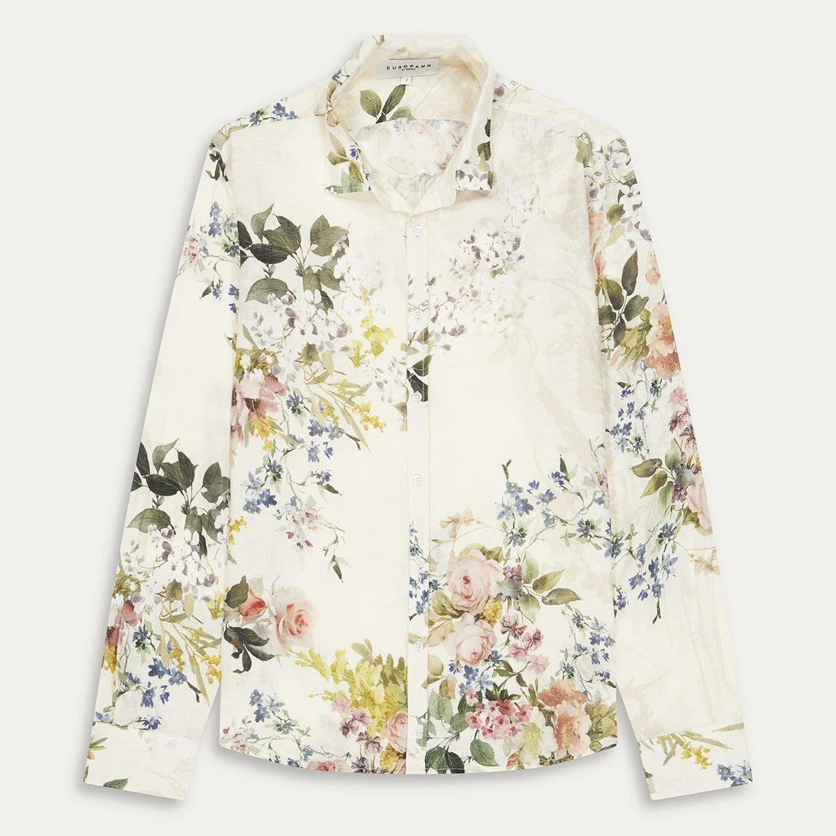 Floral Print Linen Vera Shirt L/S: Ecru