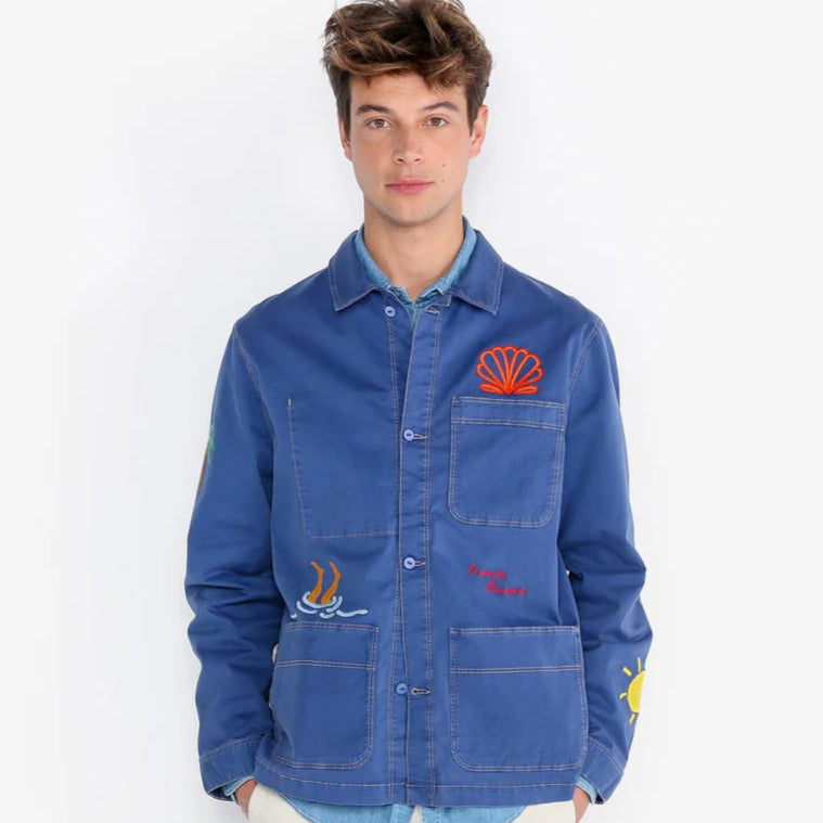 Embroidered Workers Jacket: Nation Blue