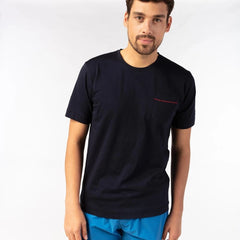 Pocket Crew Neck Slub Tee S/S: Dk Navy