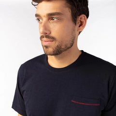 Pocket Crew Neck Slub Tee S/S: Dk Navy