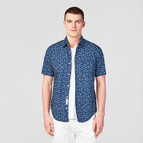 Umbrellas Print Shirt S/S: Marine