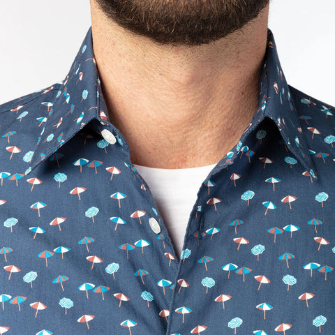 Umbrellas Print Shirt S/S: Marine