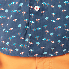 Umbrellas Print Shirt S/S: Marine
