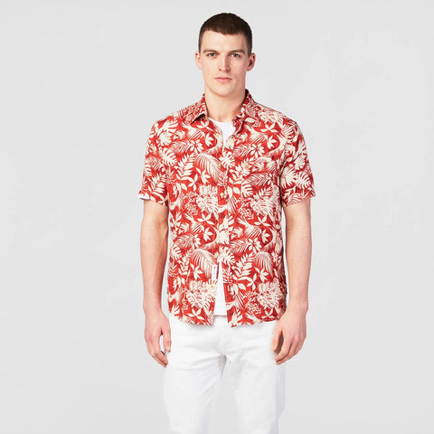 Hawaiian Print Shirt S/S: Orange