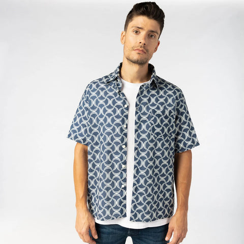 Geometric Print Shirt S/S: Pool