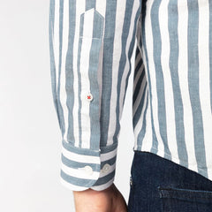 Vertical Stripe Shirt L/S: Granite & White