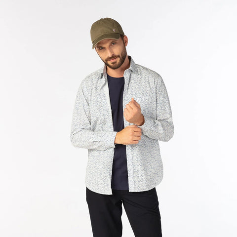 Floral Print Shirt L/S: Blue