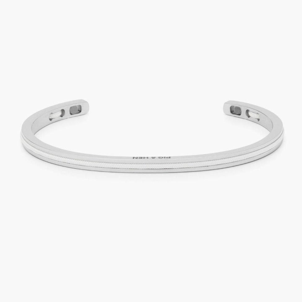 Navarch Cuff 4mm Bracelet ML: White/Silver