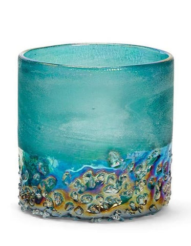 Seafoam Frosted Candle Holder: Small