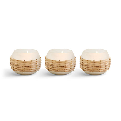 Frosted Cane Weave Candle: Set of 3