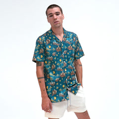 Stachio Surf Story Print Shirt S/S: Blue