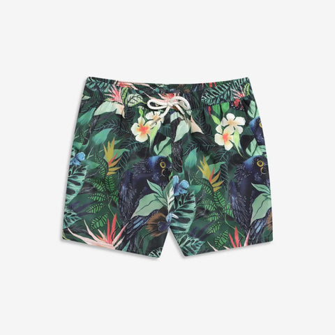 Vibrant Jungle Swim Trunk: Dk. Green