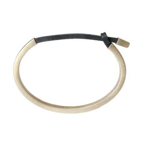 Leather & Brass Cuff:Black