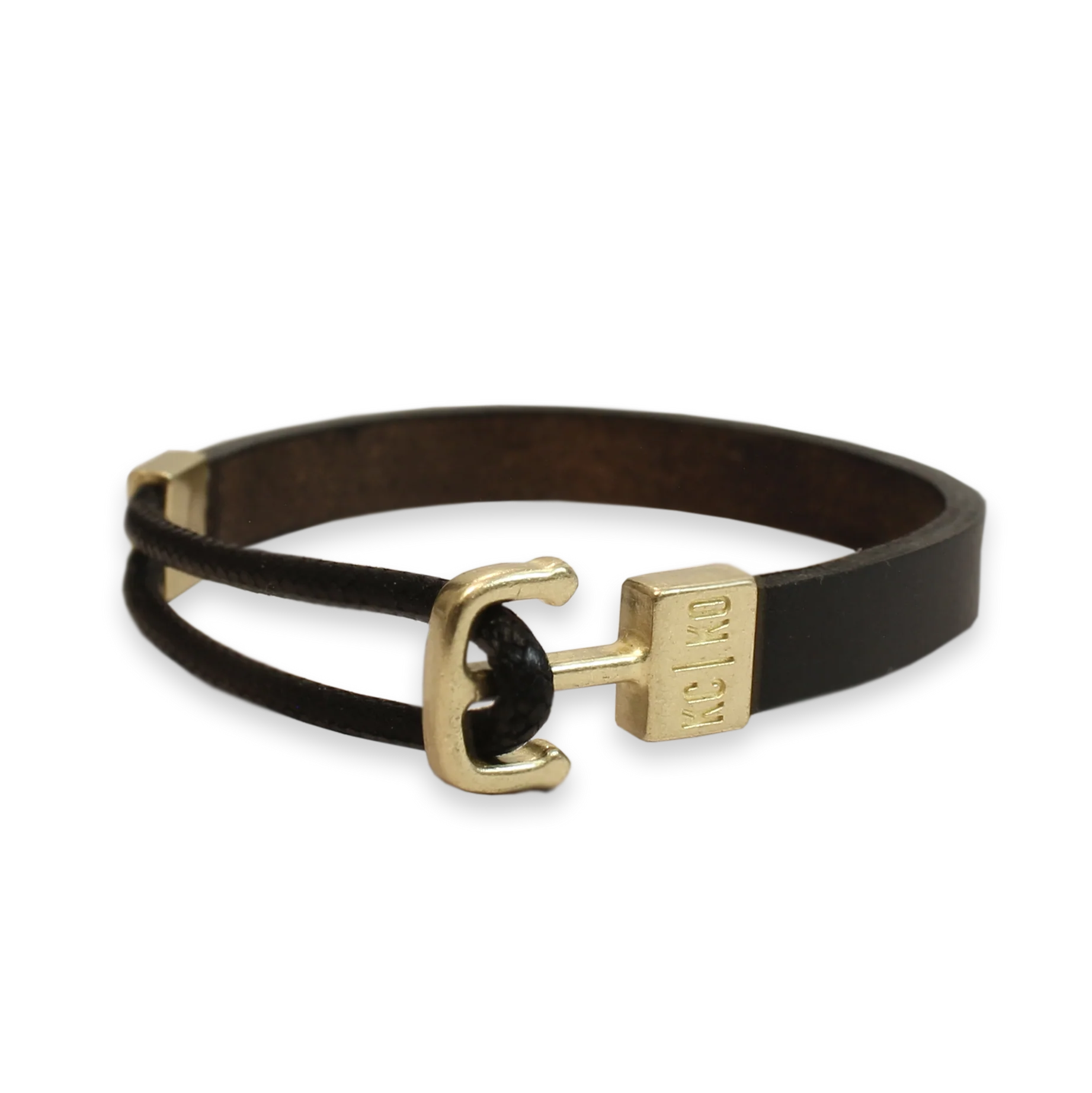 Single Wrap Leather & Cord Bracelet: Black