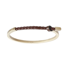 Braided Leather & Brass Cuff:Brown