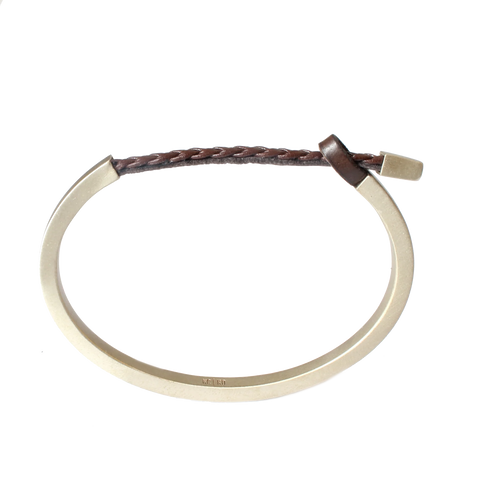 Braided Leather & Brass Cuff:Brown