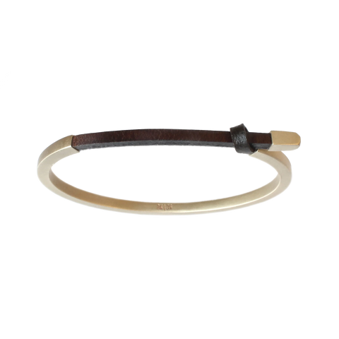 Leather & Brass Cuff:Brown