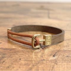Single Wrap Leather & Cord Bracelet: Burnt Orange