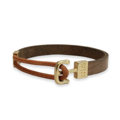 Single Wrap Leather & Cord Bracelet: Burnt Orange