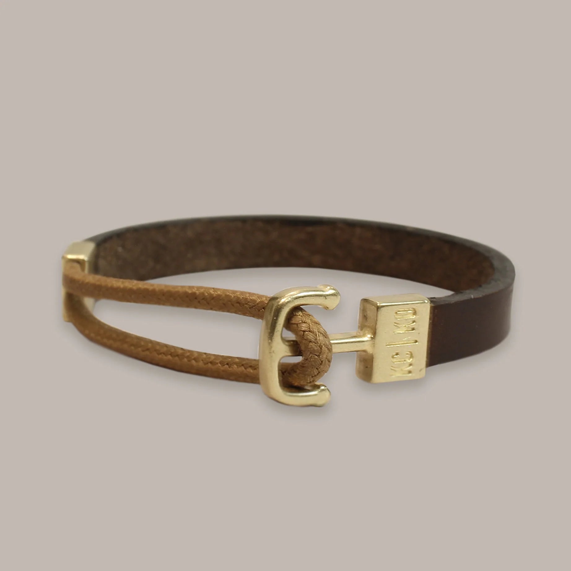 Single Wrap Leather & Cord Bracelet: Camel