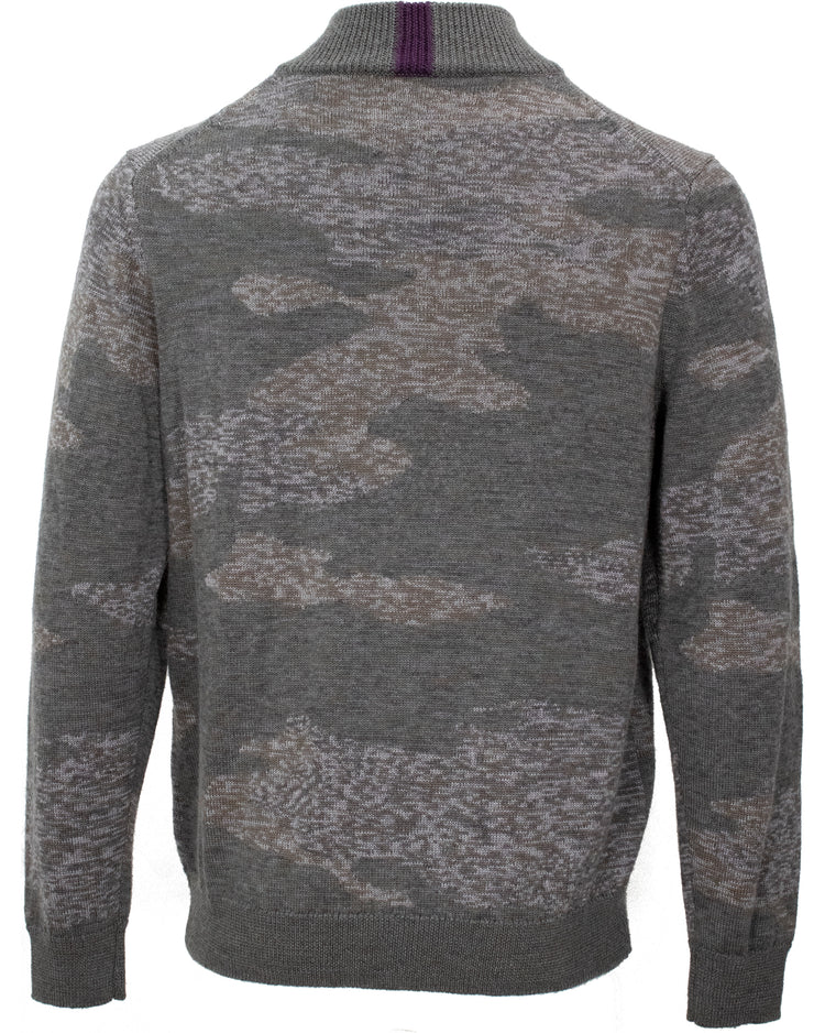 Carlo Full Zip Sweater L/S: Moss Camo