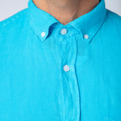 Solid Linen Shirt S/S: Turquiose