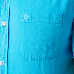 Solid Linen Shirt S/S: Turquiose
