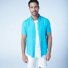 Solid Linen Shirt S/S: Turquiose