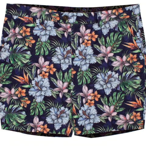 John Colorful Floral Short: Navy