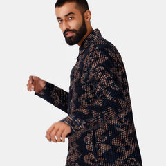 Martand Printed Corduroy Shirt L/S: Navy