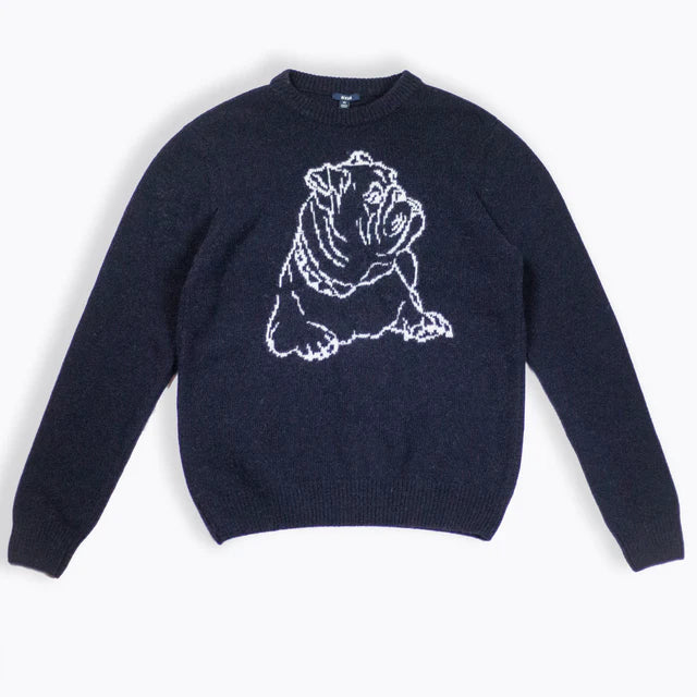 Vail Dog Motif Sweater: Navy