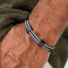 Little Lewis Double Bracelet S: Light Grey/ Navy