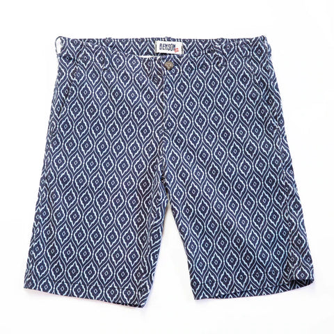 Knot Print Stretch Short: Blue