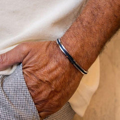 Navarch Cuff 6mm Bracelet L: Navy/Silver