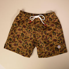 Camo Print Swim Trunk: Tan