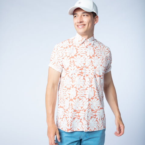 Flower Print Shirt S/S: Apricot