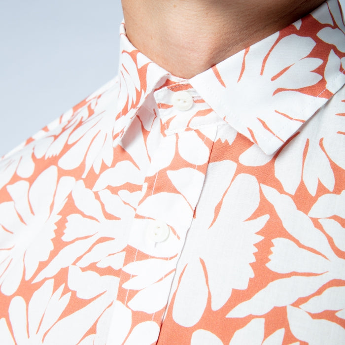 Flower Print Shirt S/S: Apricot
