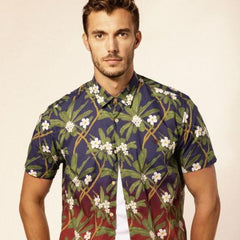 Shading Floral Print Shirt S/S: Purple