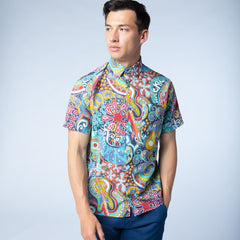 Pop Art Print Shirt S/S: Blue