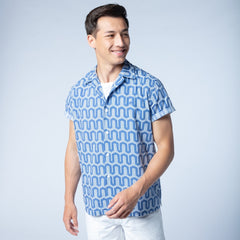 Geo Print Shirt S/S: Blue