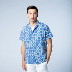 Geo Print Shirt S/S: Blue