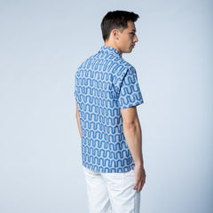 Geo Print Shirt S/S: Blue