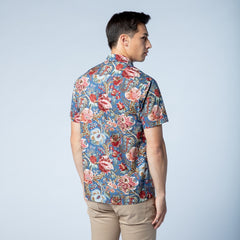 Floral Print Shirt S/S: Indigo