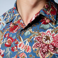 Floral Print Shirt S/S: Indigo