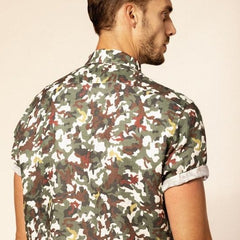 Camouflage Print Linen Shirt S/S: Camo