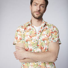 Bright Leaf Print Shirt S/S: White