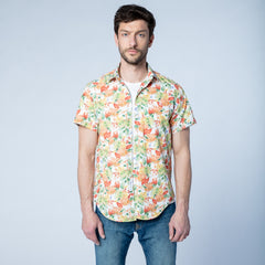 Bright Leaf Print Shirt S/S: White
