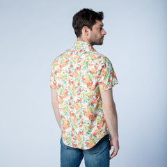 Bright Leaf Print Shirt S/S: White