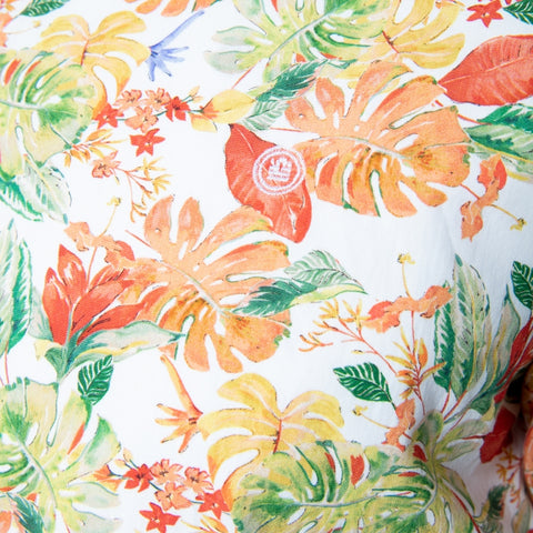 Bright Leaf Print Shirt S/S: White