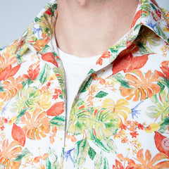 Bright Leaf Print Shirt S/S: White